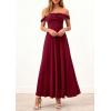 imagePRETTYGARDEN Womens Off Shoulder Maxi Summer Dresses 2026 Elegant Mesh Aline Swing Ruched Flowy Cocktail Wedding Guest DressWine Red