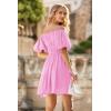 imagePRETTYGARDEN Womens Off The Shoulder Babydoll Dress Short Puff Sleeve Casual A Line Ruffle Summer Dresses Solid PinkSmall