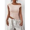 imagePRETTYGARDEN Womens Off The Shoulder Y2K Tops 2026 Summer Sleeveless Asymmetrical Ruched Going Out Tank Top Fashion ClothingBeige