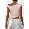 imagePRETTYGARDEN Womens Off The Shoulder Y2K Tops 2026 Summer Sleeveless Asymmetrical Ruched Going Out Tank Top Fashion ClothingBeige