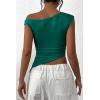 imagePRETTYGARDEN Womens Off The Shoulder Y2K Tops 2026 Summer Sleeveless Asymmetrical Ruched Going Out Tank Top Fashion ClothingDark Green