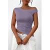 imagePRETTYGARDEN Womens Off The Shoulder Y2K Tops 2026 Summer Sleeveless Asymmetrical Ruched Going Out Tank Top Fashion ClothingDusty Violet