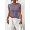 imagePRETTYGARDEN Womens Off The Shoulder Y2K Tops 2026 Summer Sleeveless Asymmetrical Ruched Going Out Tank Top Fashion ClothingDusty Violet