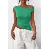 imagePRETTYGARDEN Womens Off The Shoulder Y2K Tops 2026 Summer Sleeveless Asymmetrical Ruched Going Out Tank Top Fashion ClothingLight Green