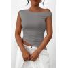 imagePRETTYGARDEN Womens Off The Shoulder Y2K Tops 2026 Summer Sleeveless Asymmetrical Ruched Going Out Tank Top Fashion ClothingLight Grey