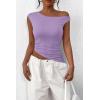 imagePRETTYGARDEN Womens Off The Shoulder Y2K Tops 2026 Summer Sleeveless Asymmetrical Ruched Going Out Tank Top Fashion ClothingLight Purple