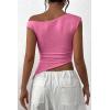 imagePRETTYGARDEN Womens Off The Shoulder Y2K Tops 2026 Summer Sleeveless Asymmetrical Ruched Going Out Tank Top Fashion ClothingPink