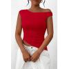 imagePRETTYGARDEN Womens Off The Shoulder Y2K Tops 2026 Summer Sleeveless Asymmetrical Ruched Going Out Tank Top Fashion ClothingRed