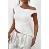 imagePRETTYGARDEN Womens Off The Shoulder Y2K Tops 2026 Summer Sleeveless Asymmetrical Ruched Going Out Tank Top Fashion ClothingWhite