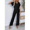 imagePRETTYGARDEN Womens One Piece Jumpsuits Dressy Casual Summer Short Sleeve Wrap V Neck Wide Leg Pants Romper Spring ClothesBlack