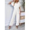 imagePRETTYGARDEN Womens One Piece Jumpsuits Dressy Casual Summer Short Sleeve Wrap V Neck Wide Leg Pants Romper Spring ClothesWhite