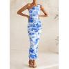 imagePRETTYGARDEN Womens One Shoulder Bodycon Dresses Summer 2026 Ruched Floral Beach Cocktail Wedding Guest DressBlue