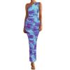 imagePRETTYGARDEN Womens One Shoulder Bodycon Dresses Summer 2026 Ruched Floral Beach Cocktail Wedding Guest DressFloral Blue