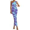 imagePRETTYGARDEN Womens One Shoulder Bodycon Dresses Summer 2026 Ruched Floral Beach Cocktail Wedding Guest DressFloral Blue