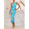 imagePRETTYGARDEN Womens One Shoulder Bodycon Dresses Summer 2026 Ruched Floral Beach Cocktail Wedding Guest DressFloral Light Blue