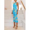 imagePRETTYGARDEN Womens One Shoulder Bodycon Dresses Summer 2026 Ruched Floral Beach Cocktail Wedding Guest DressFloral Light Blue