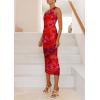 imagePRETTYGARDEN Womens One Shoulder Bodycon Dresses Summer 2026 Ruched Floral Beach Cocktail Wedding Guest DressFloral Rust Red