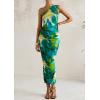 imagePRETTYGARDEN Womens One Shoulder Bodycon Dresses Summer 2026 Ruched Floral Beach Cocktail Wedding Guest DressGreen Floral