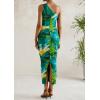 imagePRETTYGARDEN Womens One Shoulder Bodycon Dresses Summer 2026 Ruched Floral Beach Cocktail Wedding Guest DressGreen Floral