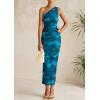 imagePRETTYGARDEN Womens One Shoulder Bodycon Dresses Summer 2026 Ruched Floral Beach Cocktail Wedding Guest DressLake Blue Floral