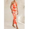 imagePRETTYGARDEN Womens One Shoulder Bodycon Dresses Summer 2026 Ruched Floral Beach Cocktail Wedding Guest DressLight Orange