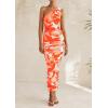 imagePRETTYGARDEN Womens One Shoulder Bodycon Dresses Summer 2026 Ruched Floral Beach Cocktail Wedding Guest DressLight Orange