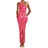 imagePRETTYGARDEN Womens One Shoulder Bodycon Dresses Summer 2026 Ruched Floral Beach Cocktail Wedding Guest DressPink Red Flower