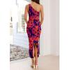 imagePRETTYGARDEN Womens One Shoulder Bodycon Dresses Summer 2026 Ruched Floral Beach Cocktail Wedding Guest DressPurple Orange