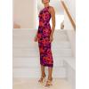 imagePRETTYGARDEN Womens One Shoulder Bodycon Dresses Summer 2026 Ruched Floral Beach Cocktail Wedding Guest DressPurple Orange