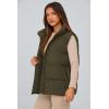 imagePRETTYGARDEN Womens Puffer Jacket Vests 2026 Fall Casual Sleeveless Stand Collar Zip Up Coats Warm Winter OuterwearArmy Green