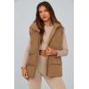 imagePRETTYGARDEN Womens Puffer Jacket Vests 2026 Fall Casual Sleeveless Stand Collar Zip Up Coats Warm Winter OuterwearKhaki