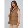 imagePRETTYGARDEN Womens Puffer Jacket Vests 2026 Fall Casual Sleeveless Stand Collar Zip Up Coats Warm Winter OuterwearKhaki