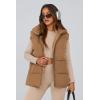 imagePRETTYGARDEN Womens Puffer Jacket Vests 2026 Fall Casual Sleeveless Stand Collar Zip Up Coats Warm Winter OuterwearKhaki