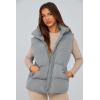 imagePRETTYGARDEN Womens Puffer Jacket Vests 2026 Fall Casual Sleeveless Stand Collar Zip Up Coats Warm Winter OuterwearLight Grey