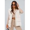 imagePRETTYGARDEN Womens Puffer Jacket Vests 2026 Fall Casual Sleeveless Stand Collar Zip Up Coats Warm Winter OuterwearWhite