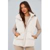 imagePRETTYGARDEN Womens Puffer Jacket Vests 2026 Fall Casual Sleeveless Stand Collar Zip Up Coats Warm Winter OuterwearWhite