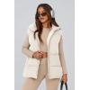 imagePRETTYGARDEN Womens Puffer Jacket Vests 2026 Fall Casual Sleeveless Stand Collar Zip Up Coats Warm Winter OuterwearWhite