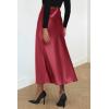 imagePRETTYGARDEN Womens Satin Skirts Dressy Casual 2026 Fall High Waisted Cocktail Wedding Flowy Elegant A Line Midi SkirtBean Paste Pink