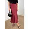 imagePRETTYGARDEN Womens Satin Skirts Dressy Casual 2026 Fall High Waisted Cocktail Wedding Flowy Elegant A Line Midi SkirtBean Paste Pink