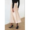 imagePRETTYGARDEN Womens Satin Skirts Dressy Casual 2026 Fall High Waisted Cocktail Wedding Flowy Elegant A Line Midi SkirtBeige