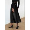 imagePRETTYGARDEN Womens Satin Skirts Dressy Casual 2026 Fall High Waisted Cocktail Wedding Flowy Elegant A Line Midi SkirtBlack