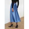 imagePRETTYGARDEN Womens Satin Skirts Dressy Casual 2026 Fall High Waisted Cocktail Wedding Flowy Elegant A Line Midi SkirtBlue