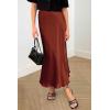 imagePRETTYGARDEN Womens Satin Skirts Dressy Casual 2026 Fall High Waisted Cocktail Wedding Flowy Elegant A Line Midi SkirtBrown