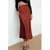 imagePRETTYGARDEN Womens Satin Skirts Dressy Casual 2026 Fall High Waisted Cocktail Wedding Flowy Elegant A Line Midi SkirtBrown