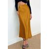 imagePRETTYGARDEN Womens Satin Skirts Dressy Casual 2026 Fall High Waisted Cocktail Wedding Flowy Elegant A Line Midi SkirtBrown Yellow