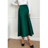 imagePRETTYGARDEN Womens Satin Skirts Dressy Casual 2026 Fall High Waisted Cocktail Wedding Flowy Elegant A Line Midi SkirtDark Green