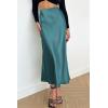 imagePRETTYGARDEN Womens Satin Skirts Dressy Casual 2026 Fall High Waisted Cocktail Wedding Flowy Elegant A Line Midi SkirtLake Blue
