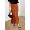 imagePRETTYGARDEN Womens Satin Skirts Dressy Casual 2026 Fall High Waisted Cocktail Wedding Flowy Elegant A Line Midi SkirtRust Red