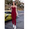 imagePRETTYGARDEN Womens Sexy Bodycon Jumpsuits Short Sleeve Square Neck Ribbed Knit One Piece Outfit Summer Rompers Pants RedMedium