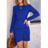imagePRETTYGARDEN Womens Spring Fall Ruched Bodycon Mini Dress Long Puff Sleeve Ruffle Fitted Cocktail Party DressesRoyal Blue